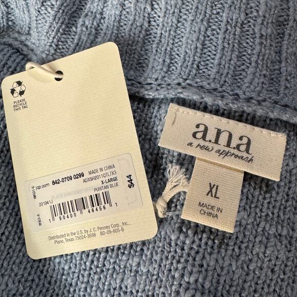 A.N.A. X-Large Cardigan Sweater Open Front Long Sleeve Stretch Puritan Blue New - Picture 6 of 7